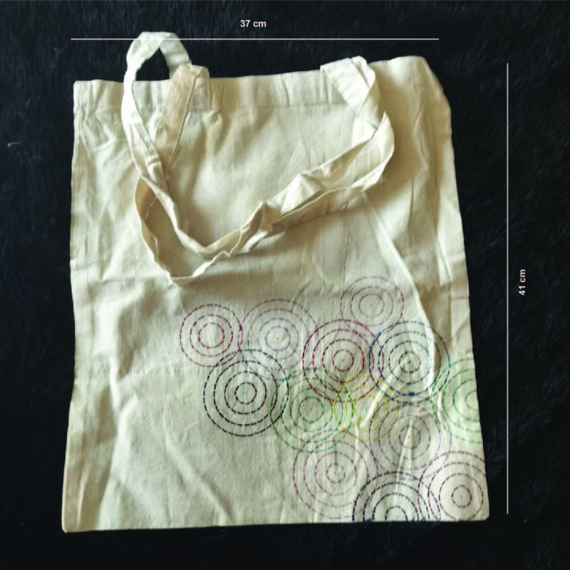 Hand Painted Shopping Bag Circle Embroidery Design