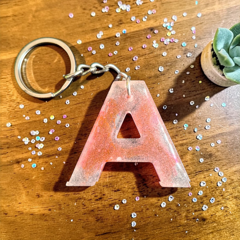 Handmade Alphabet A Resin Keychain