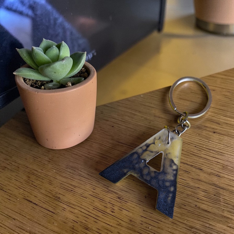 Handmade Resin Keychain Letter A | Stylish Initial Gift Charm