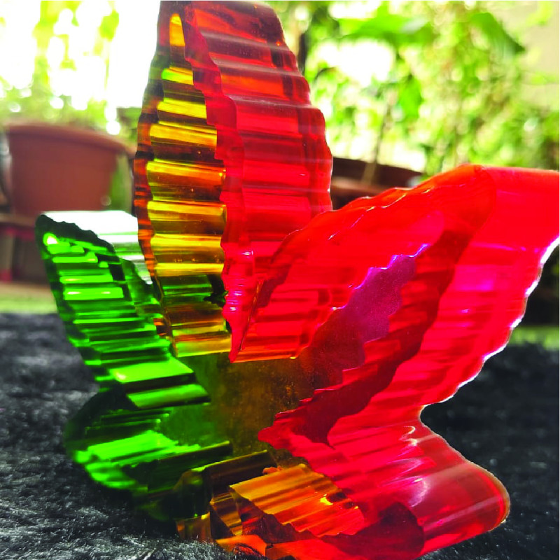 Green and Red Color Leaf Resin Ashtray