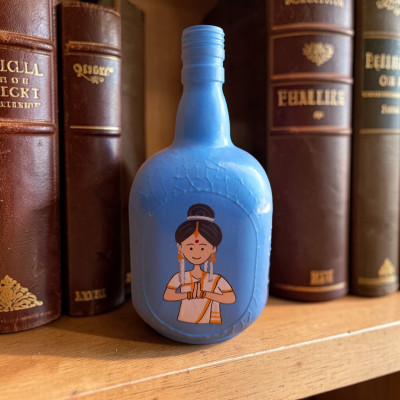 Traditional Namaste Hand-Painted Bottle Decor