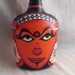 Hand-Painted Tribal Face Art Bottle