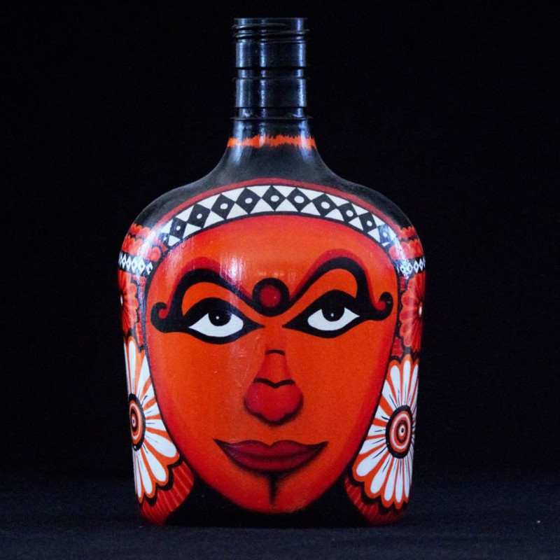 Hand-Painted Tribal Face Art Bottle