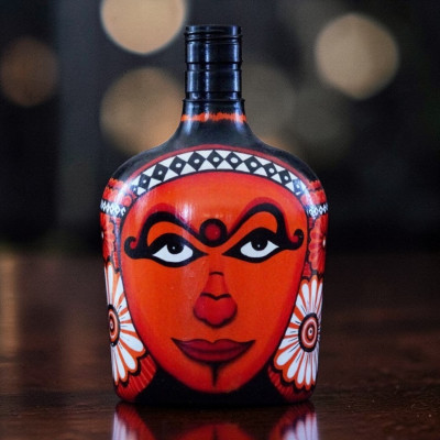 Hand-Painted Tribal Face Art Bottle