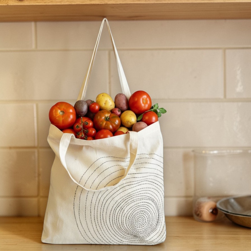 Modern Circular Design Jute Tote Bag