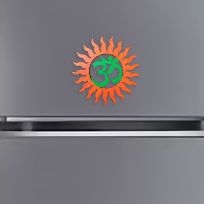 Om Symbol Sun MDF Fridge Magnet – Green Spiritual Wall & Kitchen Decor