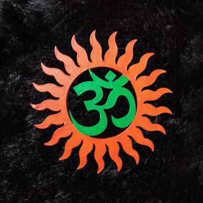 Om Symbol Sun MDF Fridge Magnet – Green Spiritual Wall & Kitchen Decor