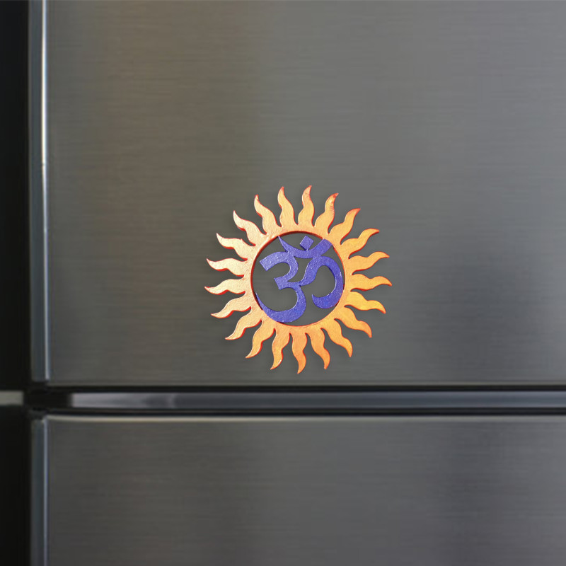 Om Sun Design MDF Fridge Magnet – Blue Spiritual Home Decor Accent