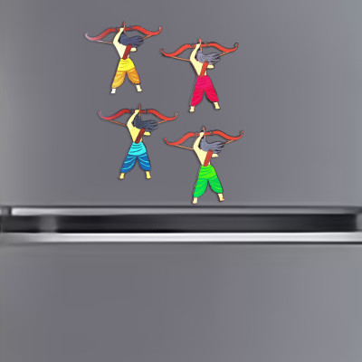 Lord Rama MDF Fridge Magnet Set (Pack of 4) – Multicolor Bow & Arrow Spiritual Decor