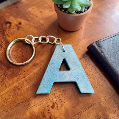 Handmade Resin Keychain Letter A | Personalized Gift Charm