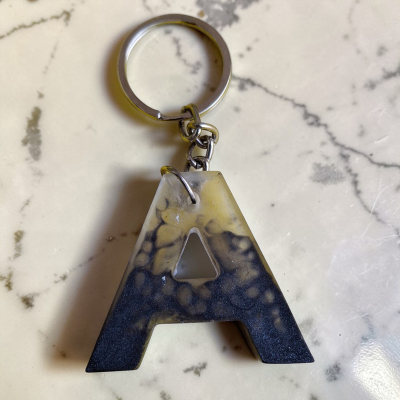 Handmade Resin Keychain Letter A | Stylish Initial Gift Charm