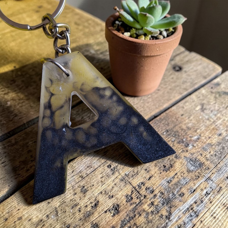 Handmade Resin Keychain Letter A | Stylish Initial Gift Charm