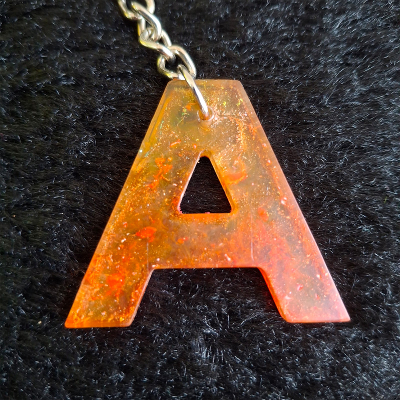 Handmade Resin Keychain A Initial | Minimal Gift for Her/Him