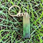 Handmade Resin Keychain Letter I | Green Shimmer Initial Gift