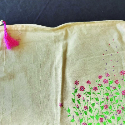 Jute Laptop Bag Grass and Flower Bag