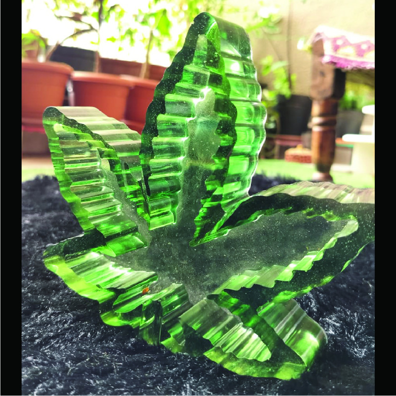 Green Color Leaf Resin Ashtray