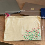 Natural Jute Laptop Case with Hand-Painted Flower Garden Motif