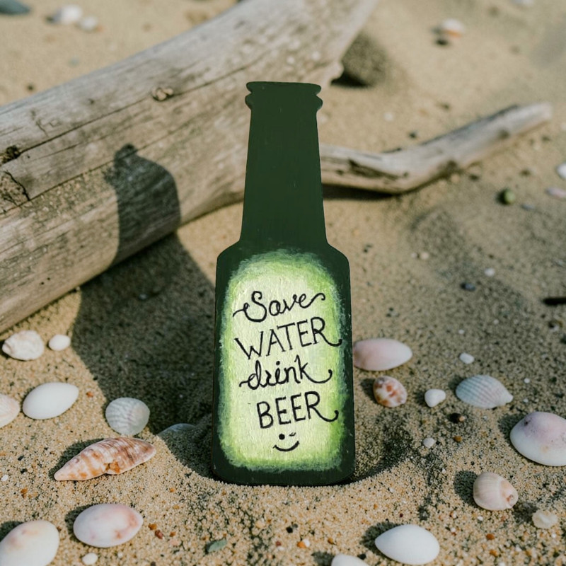 Funny MDF Fridge Magnet “Save Water Drink Beer” | Quirky Kitchen Decor
