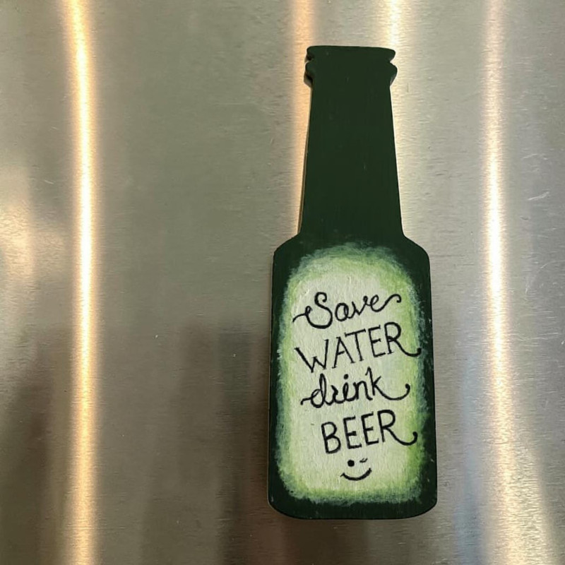 Funny MDF Fridge Magnet “Save Water Drink Beer” | Quirky Kitchen Decor