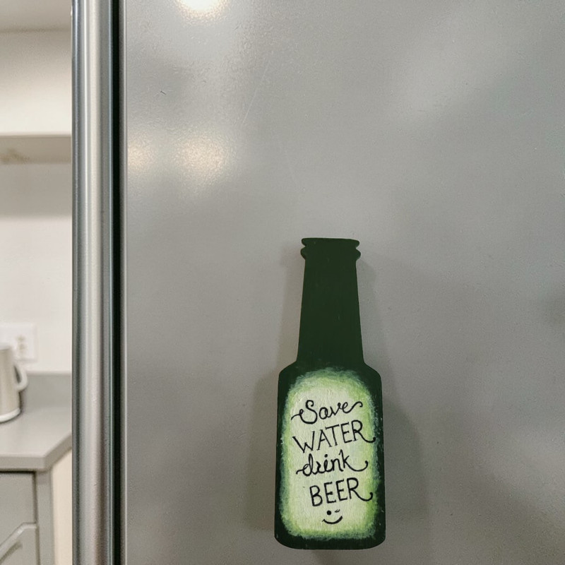 Funny MDF Fridge Magnet “Save Water Drink Beer” | Quirky Kitchen Decor
