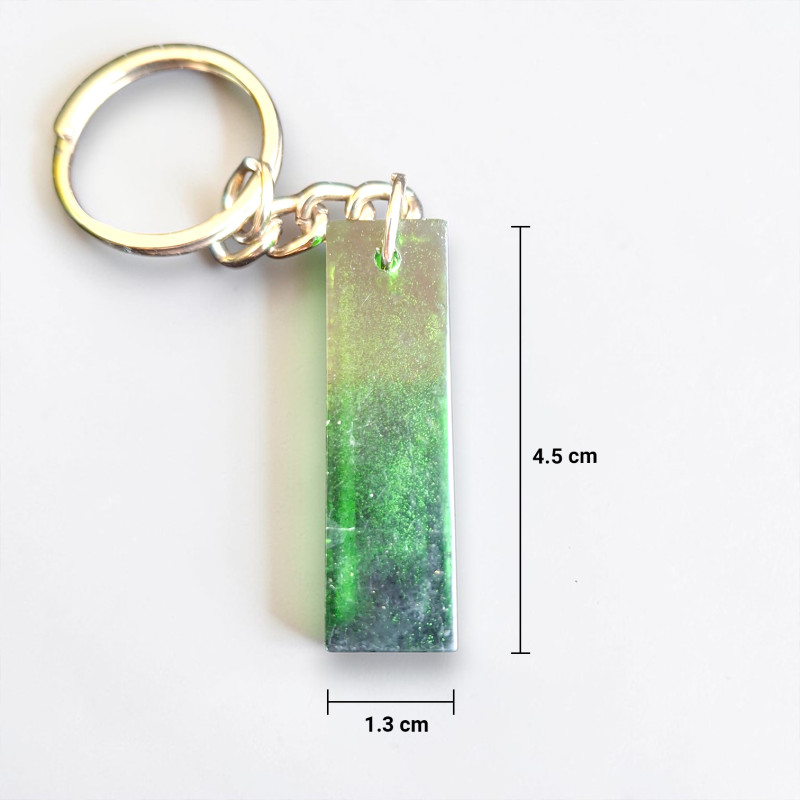 Handmade Resin Keychain Letter I | Green Shimmer Initial Gift